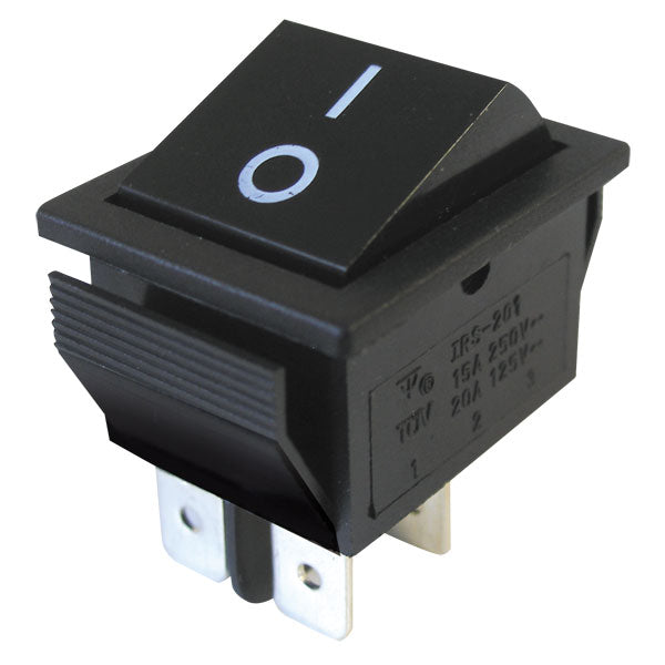 Přepínač kolébkový 2pol./4pin ON-OFF 250V/15A černý