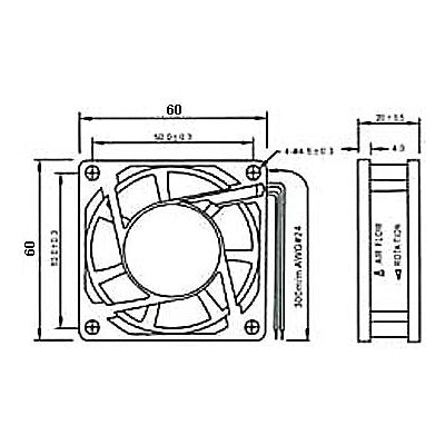 Ventilátor 60x60x20mm 12V/0,13A 3900 ot/min