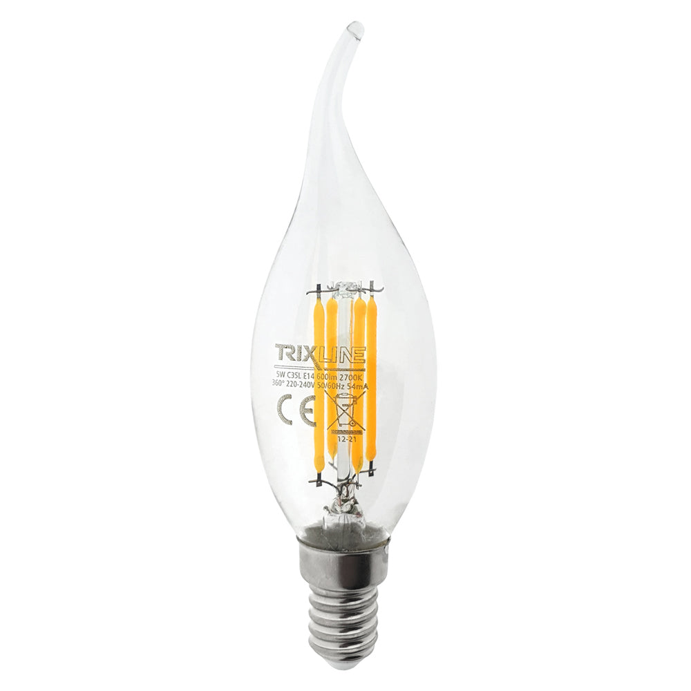 Žárovka Filament E14 5W bílá teplá TRIXLINE C35