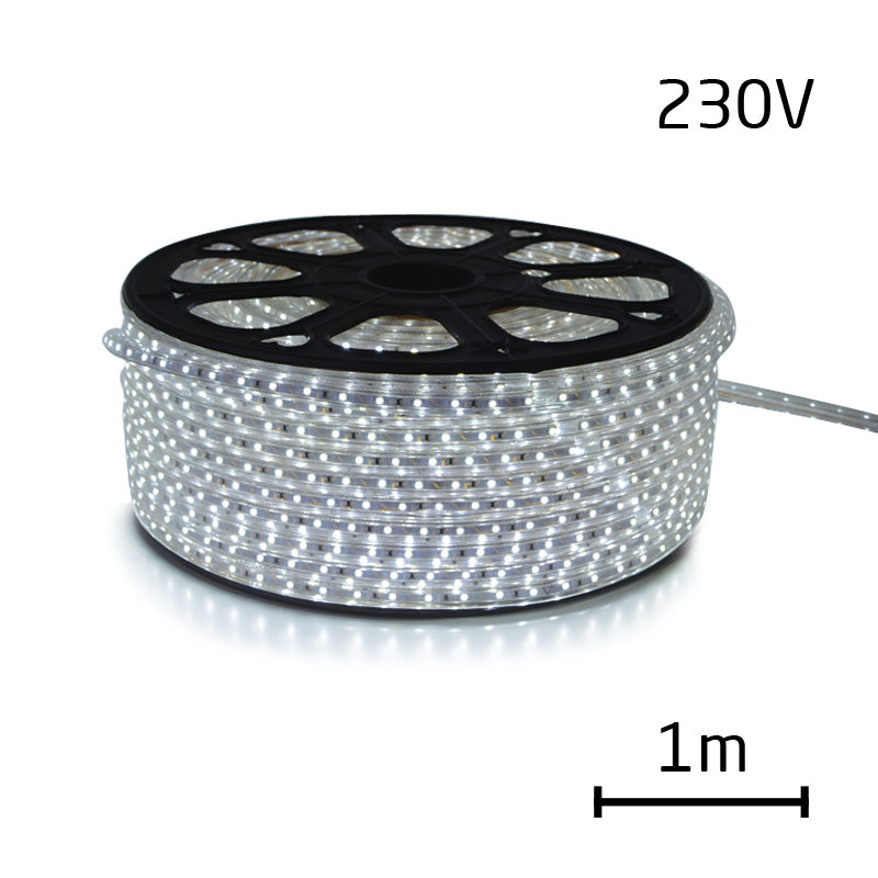 LED pásek 230V, 3528 60LED/m IP67 max. 4.8W/m bílá studená cena za 1m zalitý