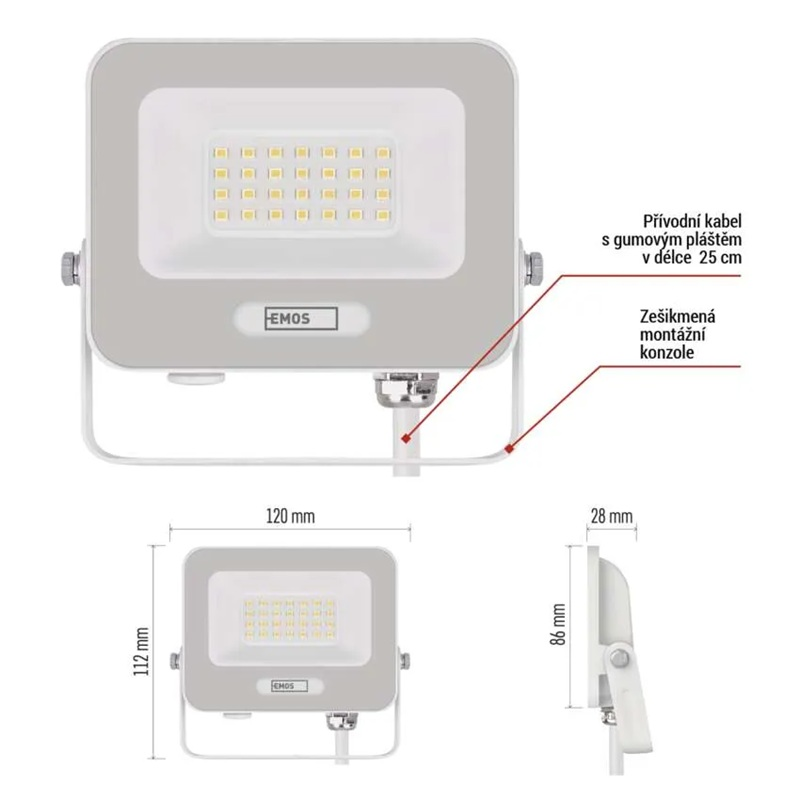 LED reflektor EMOS ZS2224W Glaro 20W