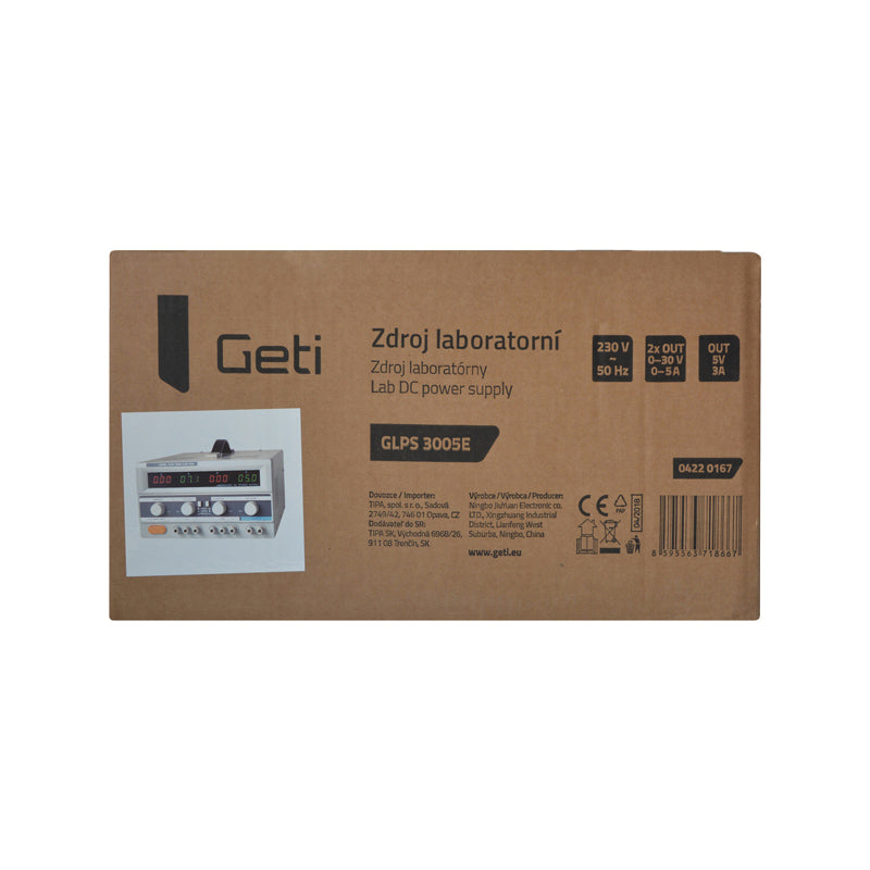 Zdroj laboratorní GETI GLPS 3005E 2x0-30V/ 0-5A+ (5V-3A)