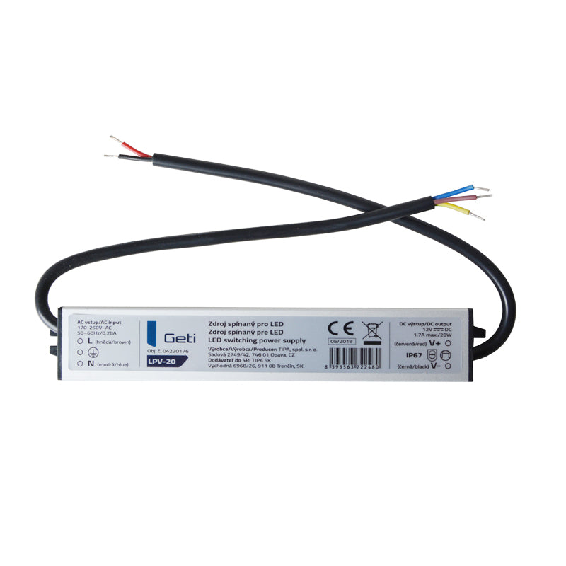 Zdroj spínaný pro LED 12V/ 20W GETI LPV-20