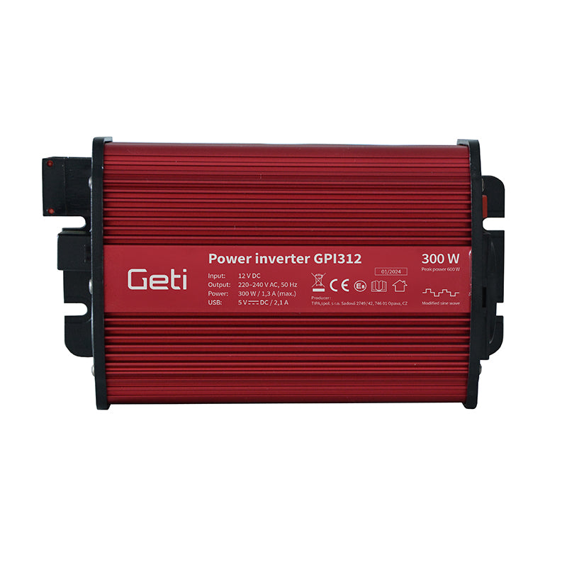 Měnič napětí GETI GPI 312 12V/230V 300W USB Schuko