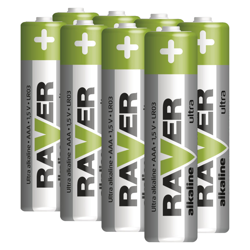 Baterie AAA (R03) alkalická RAVER 8ks