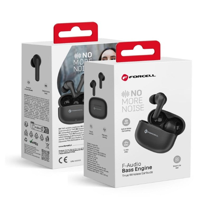 Sluchátka Bluetooth FORCELL F-Audio TWS ANC Bass Engine Black Tuya