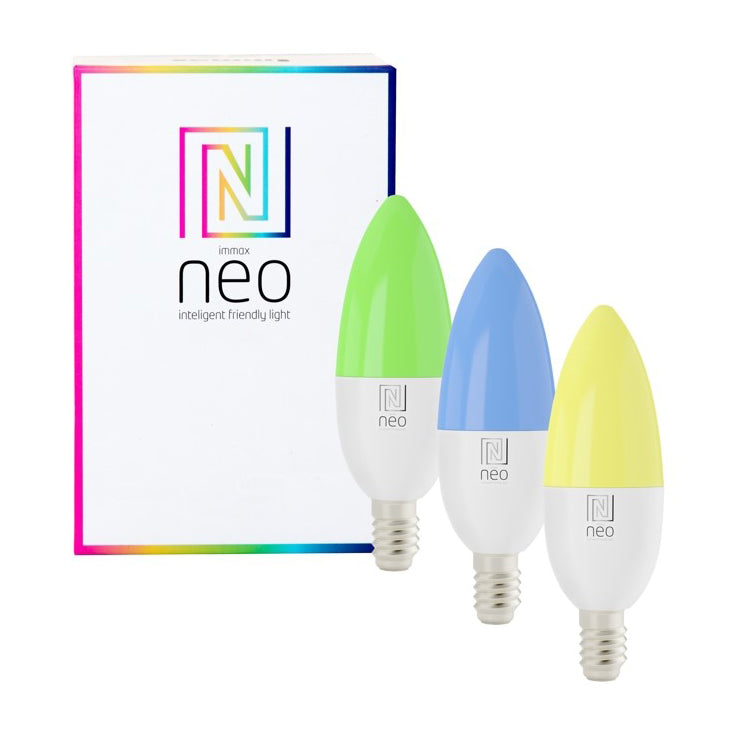 Smart LED žárovka E14 6W RGB+CCT IMMAX NEO 07716C WiFi Tuya sada 3ks