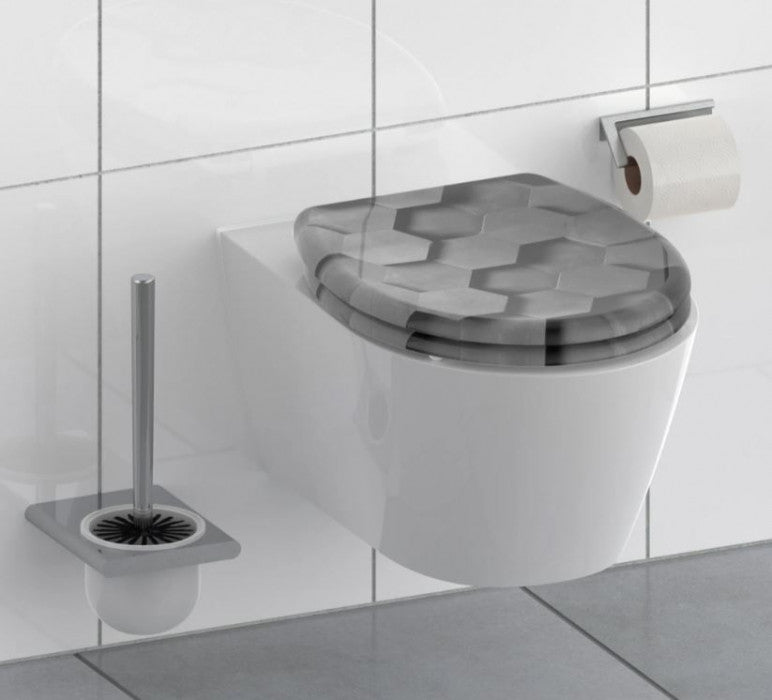 WC sedátko SCHÜTTE Grey Hexagons Soft Close