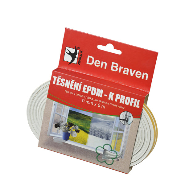 Těsnění do oken a dveří samolepící 9x5,5mm DEN BRAVEN hnědá 6m