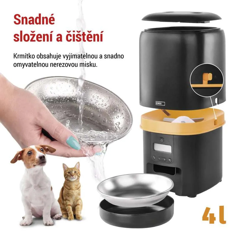 Automat na krmivo EMOS Pet Care, 4 l, černý