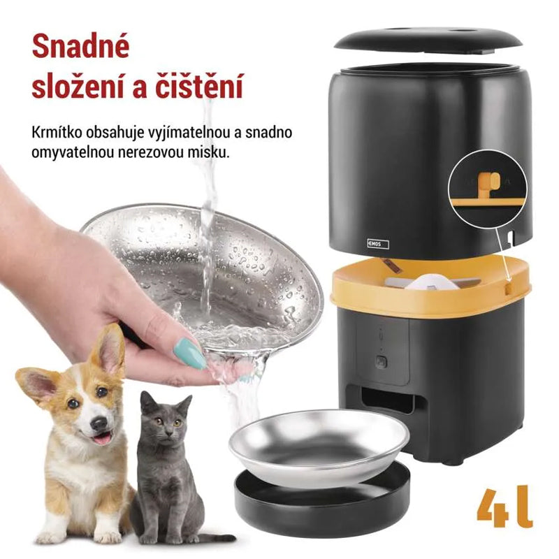 GoSmart dávkovač krmiva EMOS H6002 Pet Care, 4 l, černý, WiFi