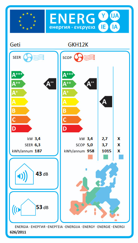 Klimatizace GETI GKH12K 3,5kW hybridní solární