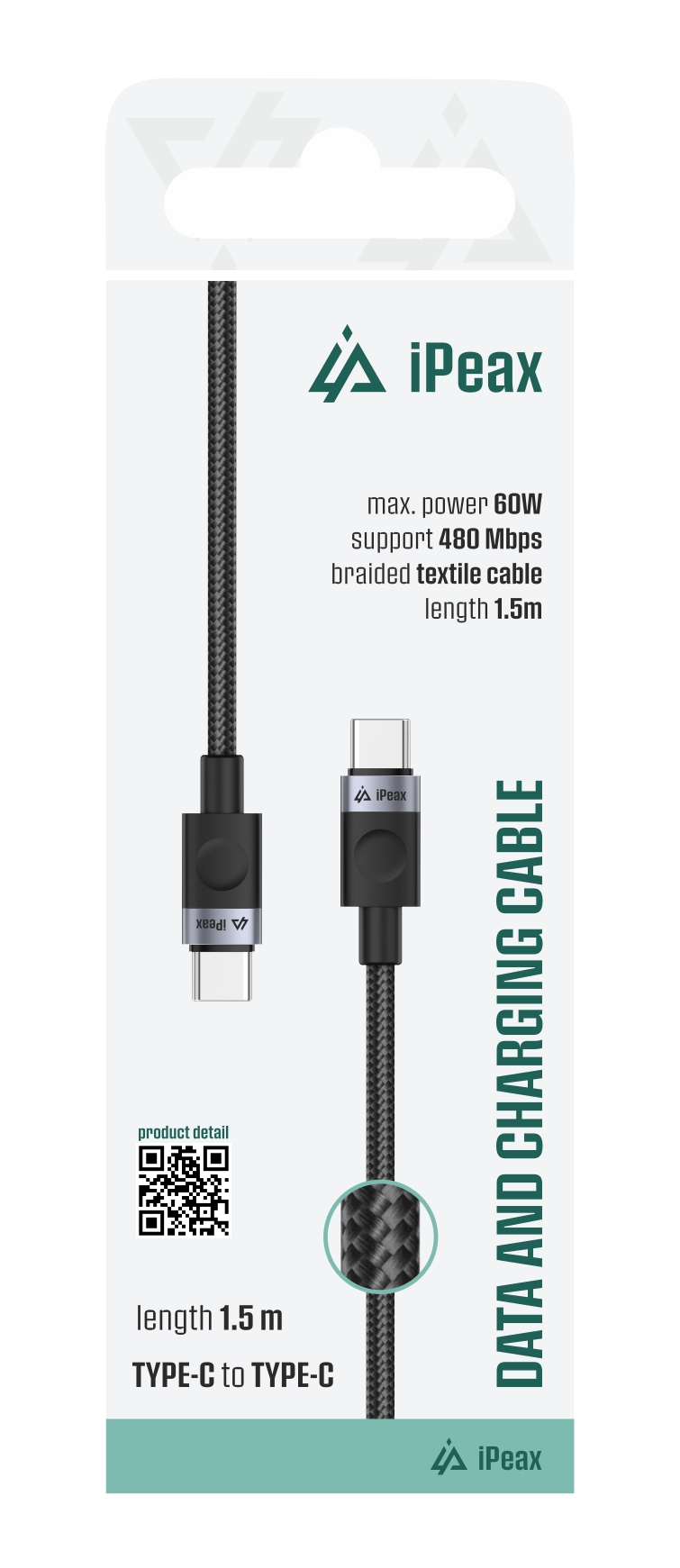 Kabel iPEAX 90010105 USB-C/USB-C 1,5m Black