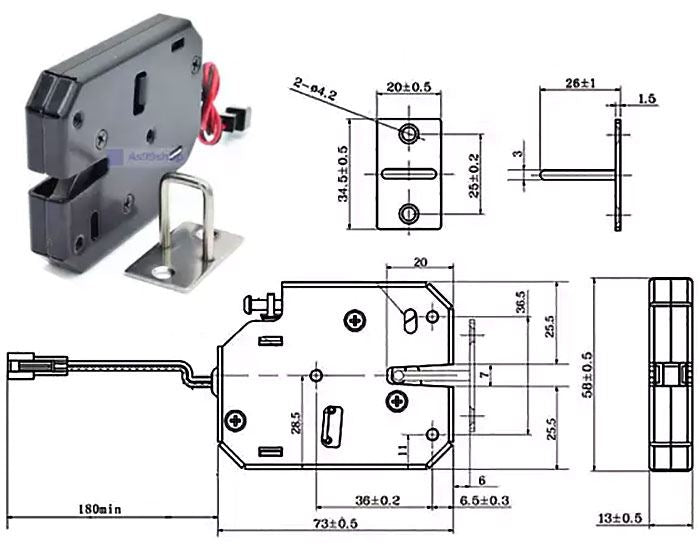 Elektrický zámek XG-07C 12VDC 1,8A stříbrný