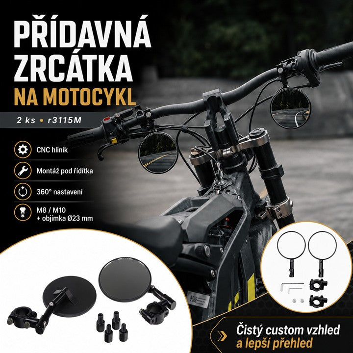 Přídavné zpětné zrcátko STU r3115M pro motocykl