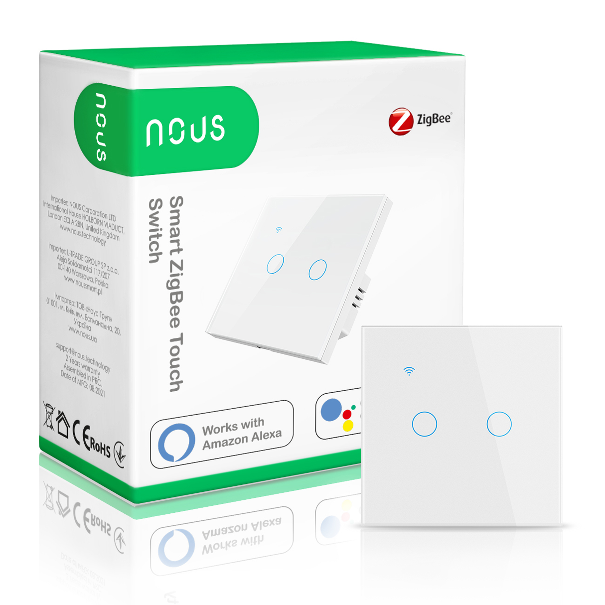 Smart vypínač osvětlení NOUS LZ2 ZigBee Tuya - rozbaleno - bez motážního setu