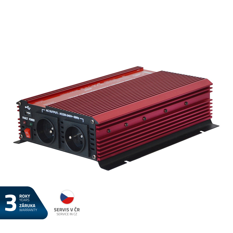 Měnič napětí GETI GPI 1612 12V/230V 1600W USB - zánovní