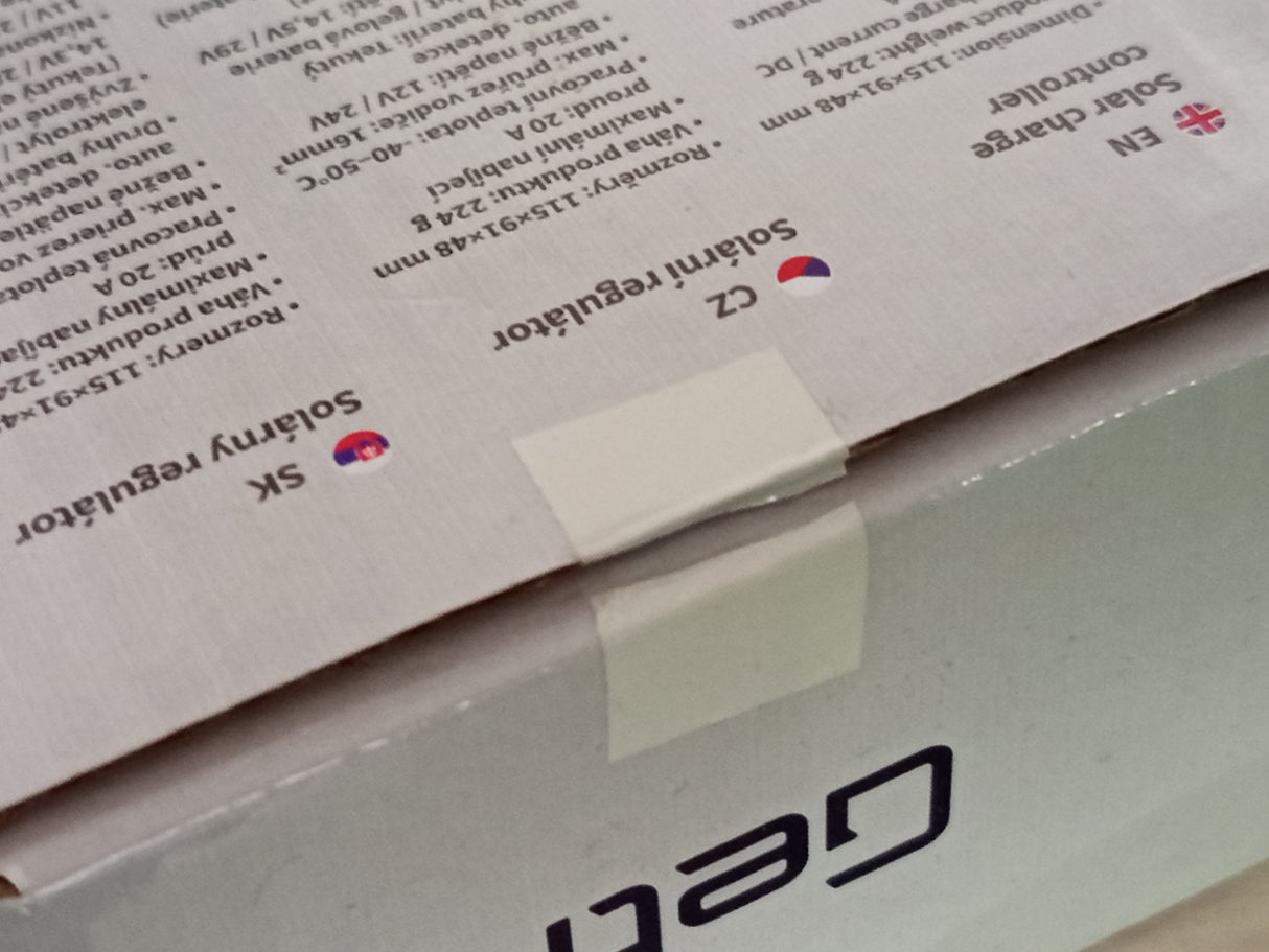 Solární regulátor PWM GETI GSR020 12-24V/20A - rozbaleno - polepený obal