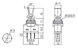 Přepínač páčkový   2pol./3pin  ON-OFF 12VDC prosv. žlutý