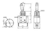 Přepínač páčkový   2pol./2pin  ON-OFF 12VDC/25A  LED červená