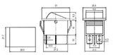 Přepínač kolébkový  2pol./4pin  ON-OFF 250V/15A pros. červený