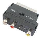 Redukce Scart konektor/ 3 x CINCH zdířka + SVHS + přepínač IN/OUT TIPA D922