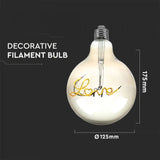 Žárovka Filament LED E27 5W G125 bílá teplá V-TAC VT-2205 Smoky Glass