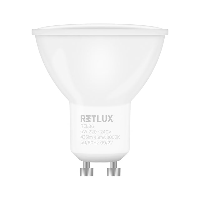 Žárovka LED GU10 5W bílá teplá RETLUX REL 36 2ks