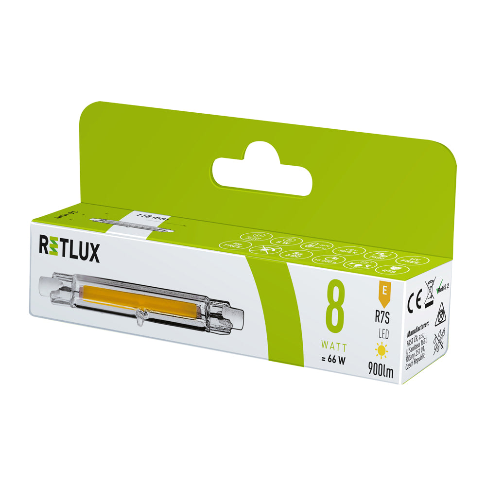Žárovka LED R7S  8W J118 bílá teplá RETLUX RLL 458