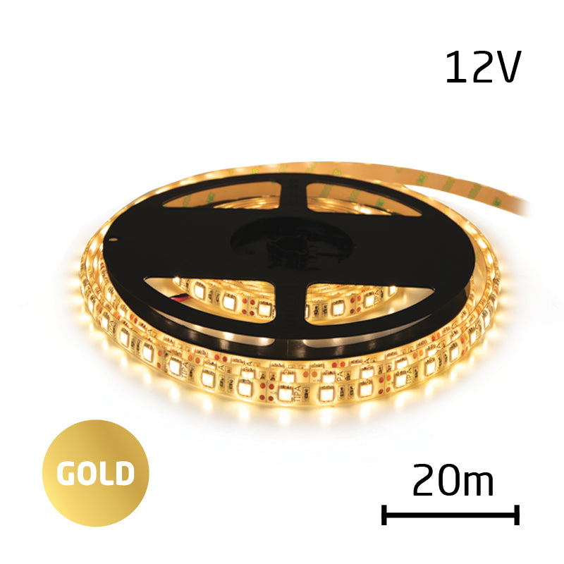 LED pásek 12V 2835  120LED/m IP20 max. 12W/m bílá teplá extra, gold (cívka 20m)