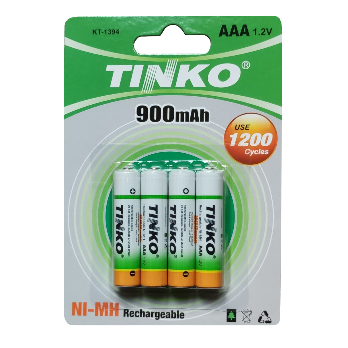 Baterie AAA (R03) nabíjecí 1,2V/900mAh TINKO NiMH  4ks