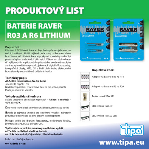 Baterie lithiová AA R6 1,5V RAVER  2ks