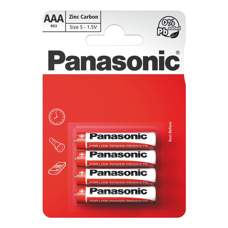 Baterie AAA (R03) Zn-Cl PANASONIC Red 4ks / blistr