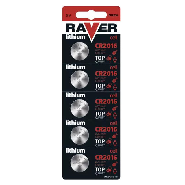 Baterie CR2016 RAVER lithiová  5ks