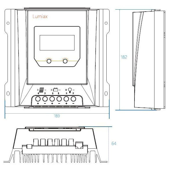 Solární regulátor MPPT Lumiax MT3075-BT, 12-24V/30A, bluetooth