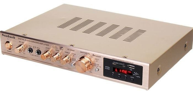 Zesilovač 5.0, rádio, bluetooth, přehrávač MP3 Sunbuck AV-298BT zlatý