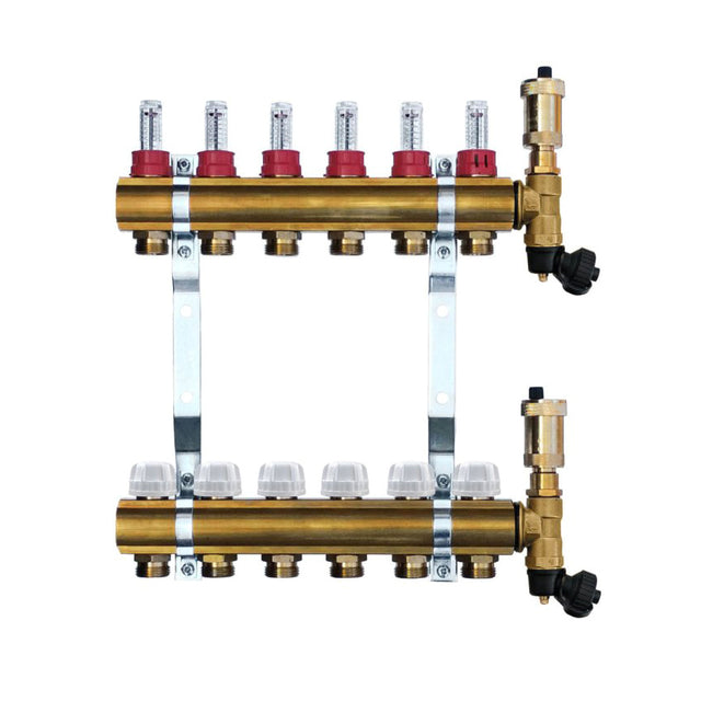 Mosazný rozdělovač s automatickým odvzdušněním - 6 cestný