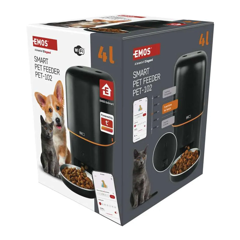 GoSmart dávkovač krmiva EMOS H6002 Pet Care, 4 l, černý, WiFi