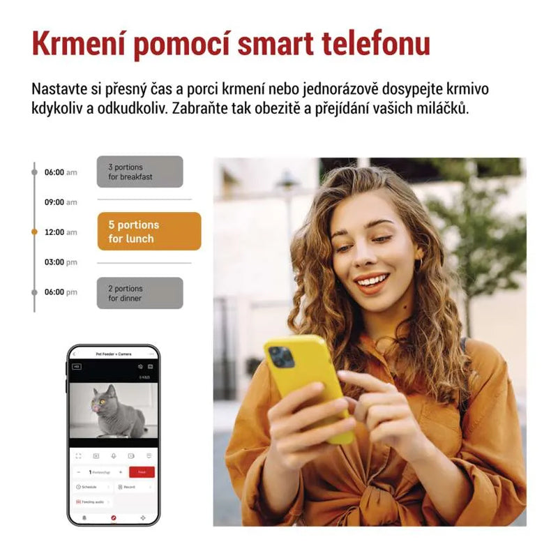 GoSmart dávkovač krmiva EMOS H6006 Pet Care s kamerou, 6 l, černý, Wi-Fi