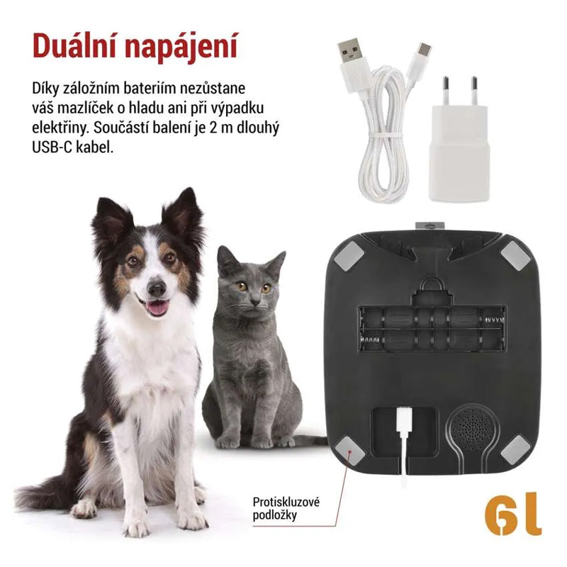 GoSmart dávkovač krmiva EMOS H6006 Pet Care s kamerou, 6 l, černý, Wi-Fi