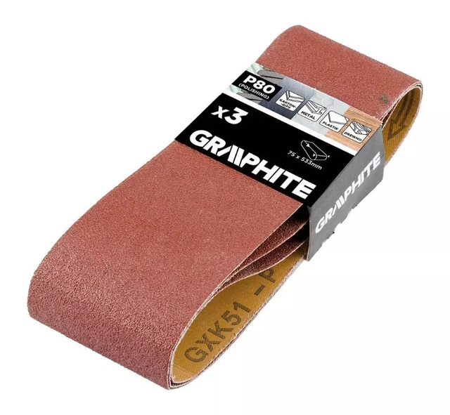 Plátno brusné nekonečný pás 75x533mm P80 GRAPHITE 58T368 3ks