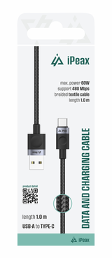 Kabel iPEAX 90010103 USB/USB-C 1m Black