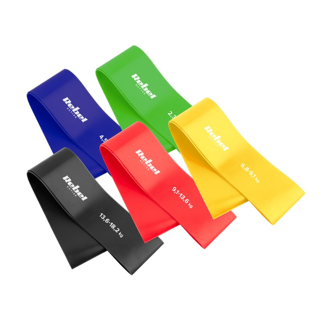 Guma posilovací REBEL TPE Mini Band L 2,3-18,2kg 5ks mix color
