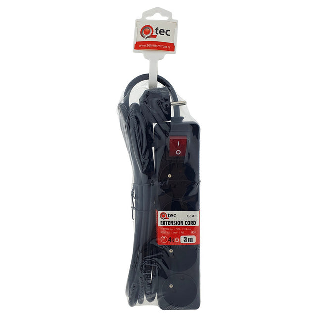 Prodlužovací kabel 4 zásuvky 3m QTEC Q-358F s vypínačem