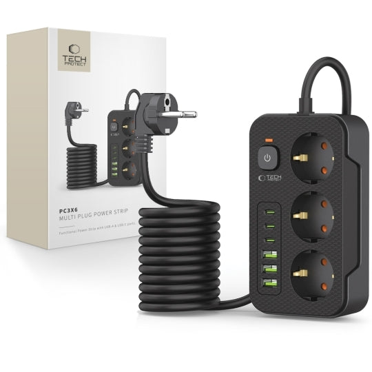 Prodlužovací kabel 3 zásuvky 2m TECHPROTEC PC3X6