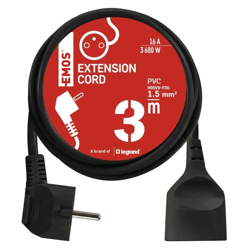 Prodlužovací kabel 1 zásuvka EMOS PC0113R 3m
