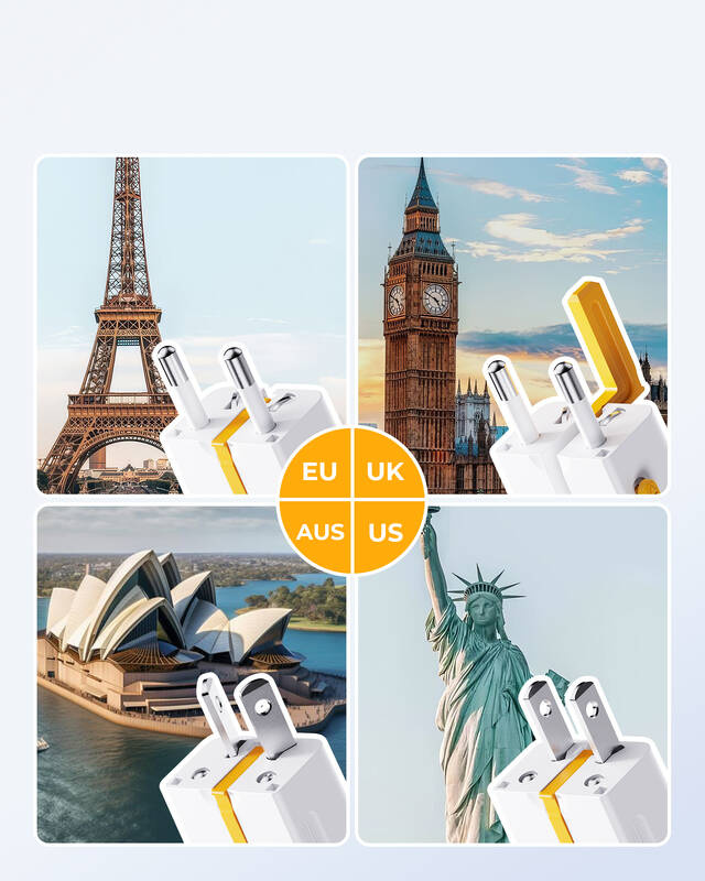 Adaptér cestovní VOLTME Vito Go EzTravel White pro použití v EU/US/UK/AU