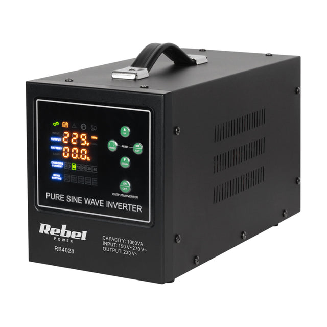 Zdroj záložní REBEL POWER-1000-LFP4 12V 230V 1000VA 700W Black