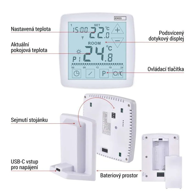 Termostat EMOS P56A11 programovatelný bezdrátový OpenTherm