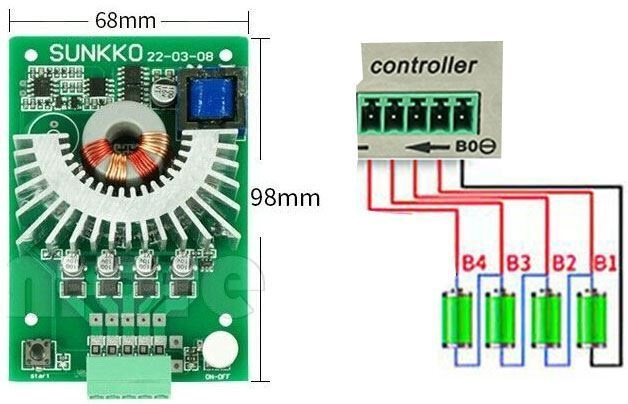 Balancér bateriový SUNKKO BAL-804 4S 8A pro Li-Ion a LiFePO4 články
